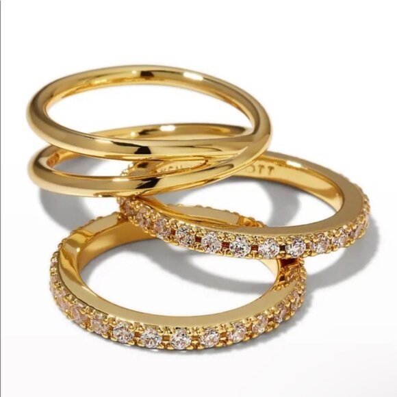 Kendra Scott Jewelry - KENDRA SCOTT Livy Gold Rings Set of 3 in White Crystal size 6